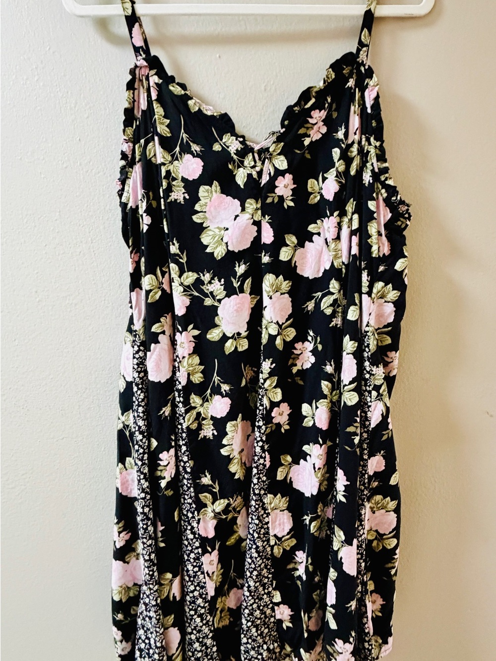 Torrid Black Dress with Pink & Green Floral Print